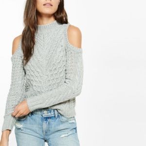 NWT! Grey “Express” Medium Cold Shoulder Sweater